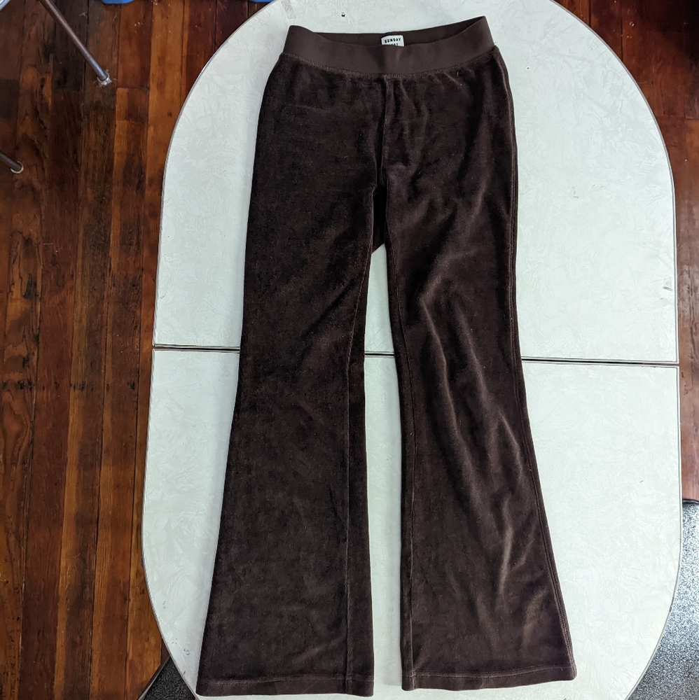 Dark Brown Velour Lounge Pants by Aritzia Sunday Best Size 2XS